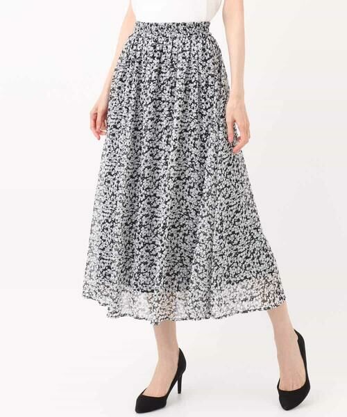 MK MICHEL KLEIN / エムケーミッシェルクラン ロング・マキシ丈スカート | 小花柄シフォンスカート/洗える | 詳細16