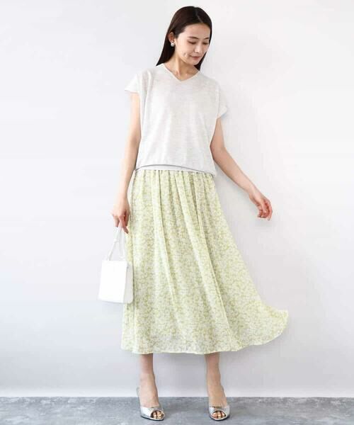 MK MICHEL KLEIN / エムケーミッシェルクラン ロング・マキシ丈スカート | 小花柄シフォンスカート/洗える | 詳細2