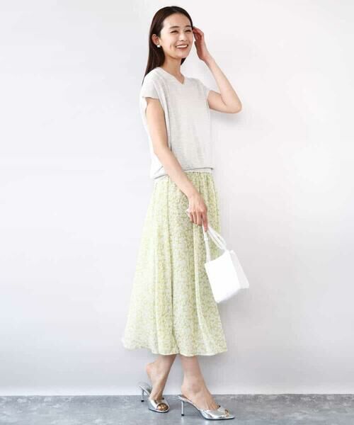 MK MICHEL KLEIN / エムケーミッシェルクラン ロング・マキシ丈スカート | 小花柄シフォンスカート/洗える | 詳細3