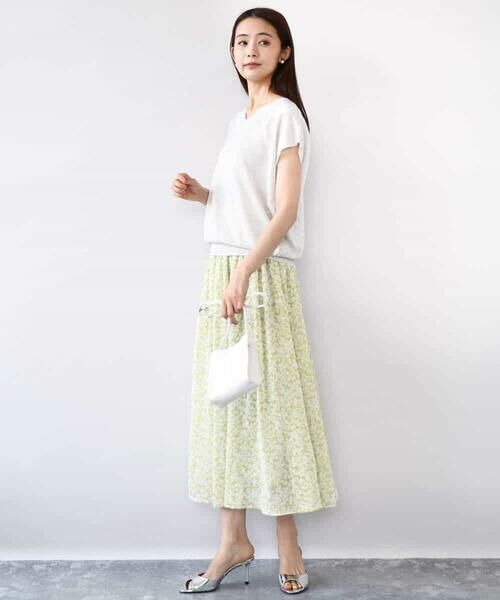 MK MICHEL KLEIN / エムケーミッシェルクラン ロング・マキシ丈スカート | 小花柄シフォンスカート/洗える | 詳細4