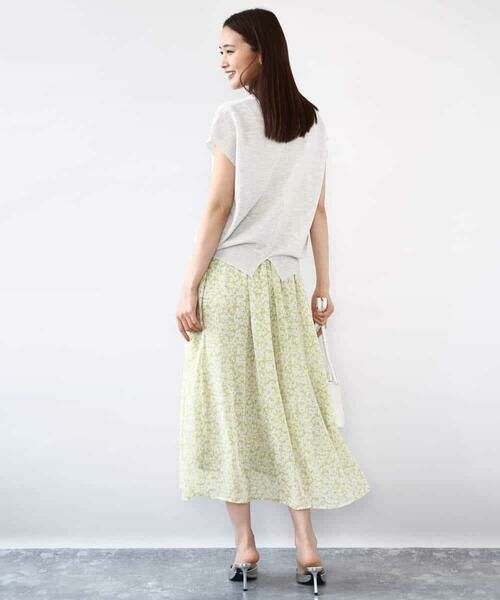 MK MICHEL KLEIN / エムケーミッシェルクラン ロング・マキシ丈スカート | 小花柄シフォンスカート/洗える | 詳細6