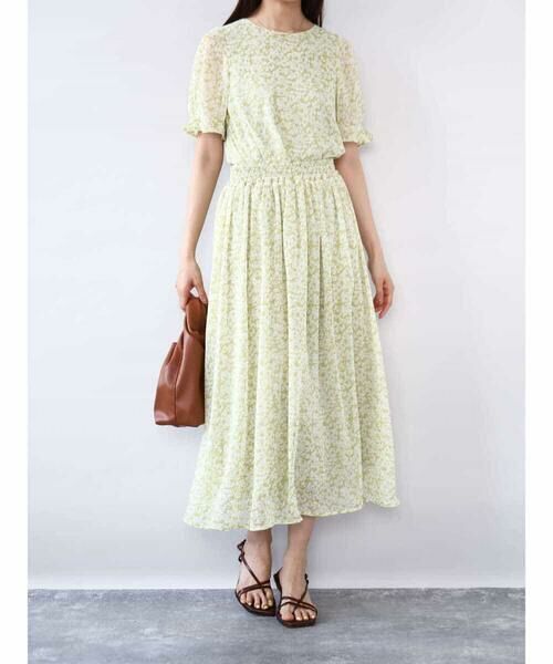 MK MICHEL KLEIN / エムケーミッシェルクラン ロング・マキシ丈スカート | 小花柄シフォンスカート/洗える | 詳細9