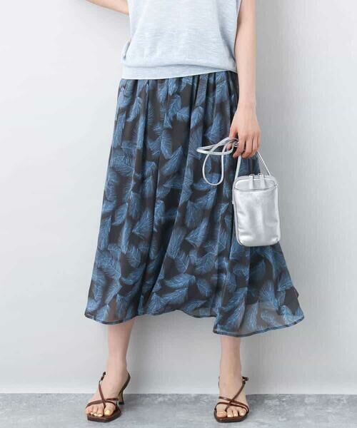 MK MICHEL KLEIN / エムケーミッシェルクラン ロング・マキシ丈スカート | リーフ柄シフォンスカート/洗える | 詳細1