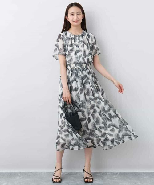 MK MICHEL KLEIN / エムケーミッシェルクラン ロング・マキシ丈スカート | リーフ柄シフォンスカート/洗える | 詳細10