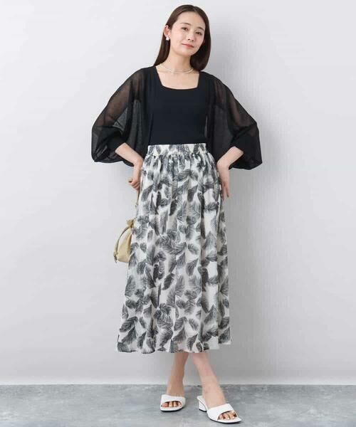 MK MICHEL KLEIN / エムケーミッシェルクラン ロング・マキシ丈スカート | リーフ柄シフォンスカート/洗える | 詳細13