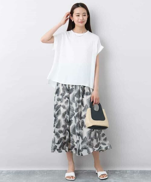 MK MICHEL KLEIN / エムケーミッシェルクラン ロング・マキシ丈スカート | リーフ柄シフォンスカート/洗える | 詳細15