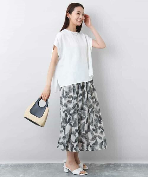 MK MICHEL KLEIN / エムケーミッシェルクラン ロング・マキシ丈スカート | リーフ柄シフォンスカート/洗える | 詳細16