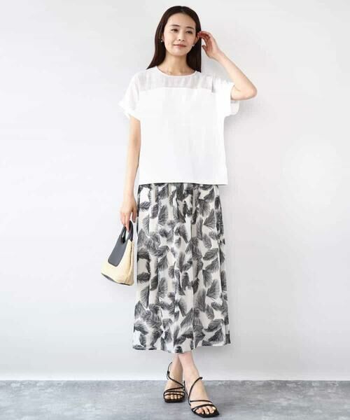 MK MICHEL KLEIN / エムケーミッシェルクラン ロング・マキシ丈スカート | リーフ柄シフォンスカート/洗える | 詳細18