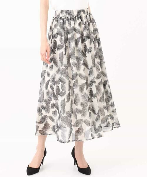 MK MICHEL KLEIN / エムケーミッシェルクラン ロング・マキシ丈スカート | リーフ柄シフォンスカート/洗える | 詳細19