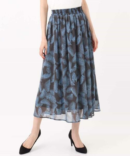 MK MICHEL KLEIN / エムケーミッシェルクラン ロング・マキシ丈スカート | リーフ柄シフォンスカート/洗える | 詳細25