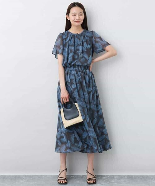 MK MICHEL KLEIN / エムケーミッシェルクラン ロング・マキシ丈スカート | リーフ柄シフォンスカート/洗える | 詳細7