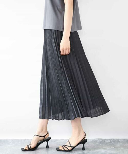 MK MICHEL KLEIN / エムケーミッシェルクラン ロング・マキシ丈スカート | 楊柳シアーチェックプリーツスカート/洗える | 詳細1