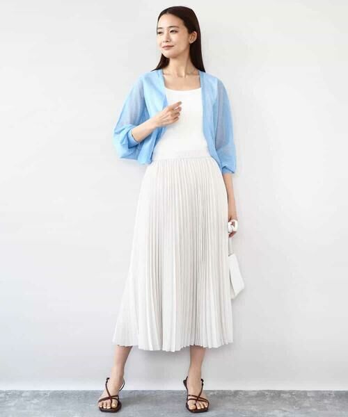 MK MICHEL KLEIN / エムケーミッシェルクラン ロング・マキシ丈スカート | 楊柳シアーチェックプリーツスカート/洗える | 詳細14