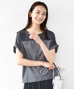 MK MICHEL KLEIN / エムケーミッシェルクラン カットソー | シアーチェック切替えカットソー/洗える