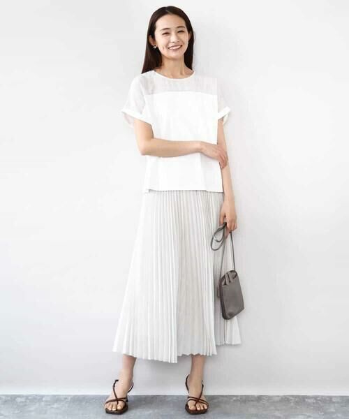 MK MICHEL KLEIN / エムケーミッシェルクラン カットソー | シアーチェック切替えカットソー/洗える | 詳細11