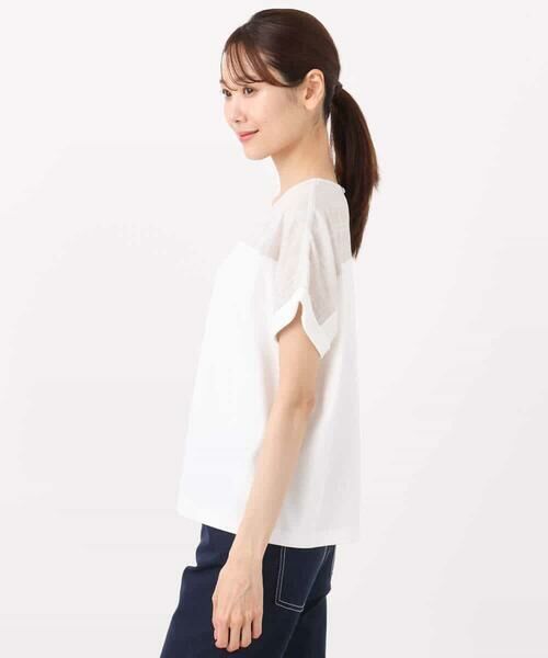 MK MICHEL KLEIN / エムケーミッシェルクラン カットソー | シアーチェック切替えカットソー/洗える | 詳細14