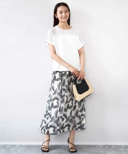 MK MICHEL KLEIN / エムケーミッシェルクラン カットソー | シアーチェック切替えカットソー/洗える | 詳細8