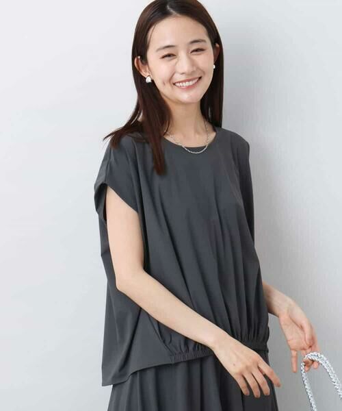 MK MICHEL KLEIN / エムケーミッシェルクラン カットソー | フレンチスリーブジャージーカットソー/接触冷感/速乾/洗える | 詳細1