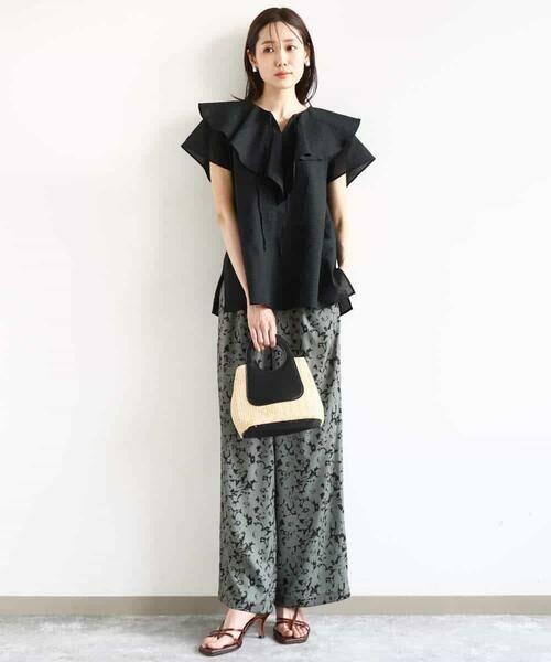 MK MICHEL KLEIN / エムケーミッシェルクラン チノ・ワークパンツ | フラワー柄ワイドパンツ/洗える | 詳細2