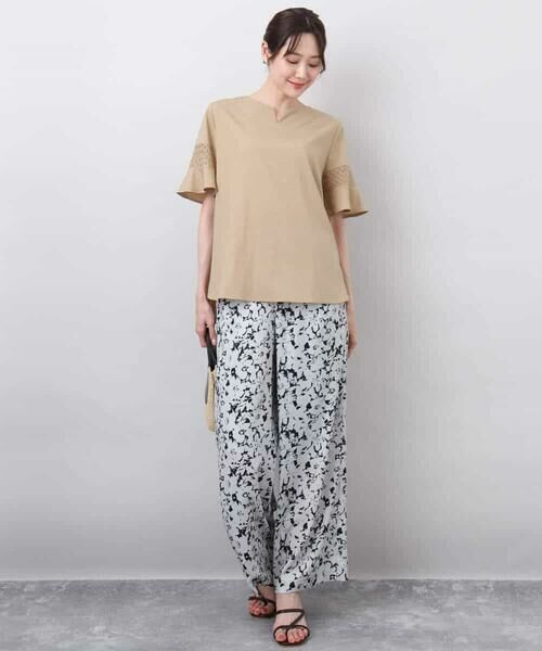 MK MICHEL KLEIN / エムケーミッシェルクラン チノ・ワークパンツ | フラワー柄ワイドパンツ/洗える | 詳細21