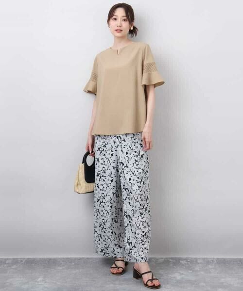 MK MICHEL KLEIN / エムケーミッシェルクラン チノ・ワークパンツ | フラワー柄ワイドパンツ/洗える | 詳細23