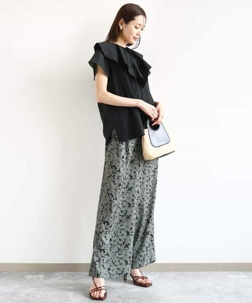 MK MICHEL KLEIN / エムケーミッシェルクラン チノ・ワークパンツ | フラワー柄ワイドパンツ/洗える | 詳細4