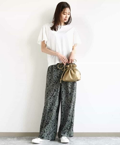 MK MICHEL KLEIN / エムケーミッシェルクラン チノ・ワークパンツ | フラワー柄ワイドパンツ/洗える | 詳細8
