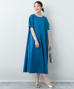 MK MICHEL KLEIN / エムケーミッシェルクラン ロング・マキシ丈ワンピース | ランタンスリーブ切替えワンピース/接触冷感/洗える