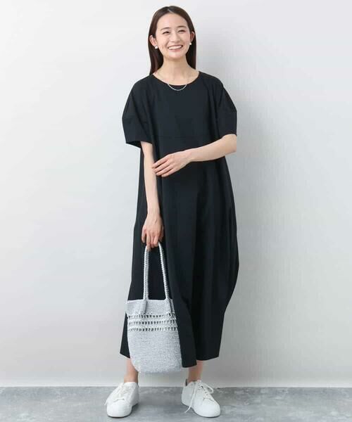 MK MICHEL KLEIN / エムケーミッシェルクラン ロング・マキシ丈ワンピース | ランタンスリーブ切替えワンピース/接触冷感/洗える | 詳細1