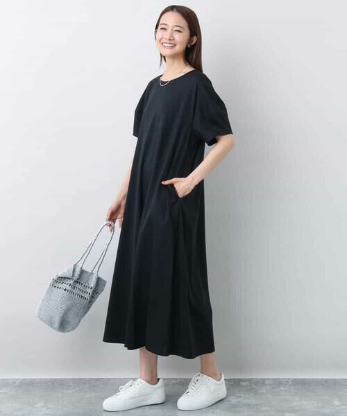 MK MICHEL KLEIN / エムケーミッシェルクラン ロング・マキシ丈ワンピース | ランタンスリーブ切替えワンピース/接触冷感/洗える | 詳細2