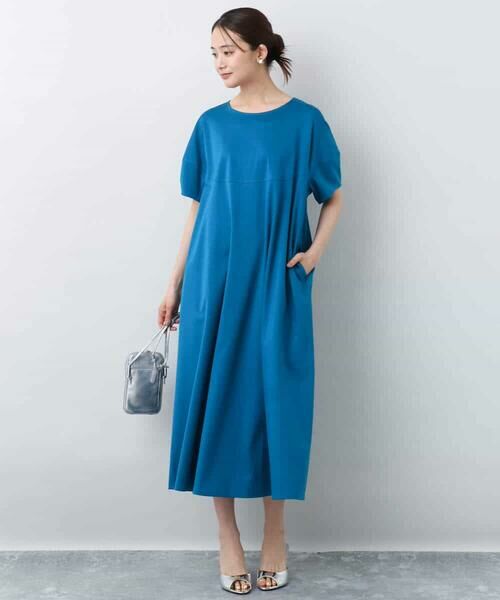 MK MICHEL KLEIN / エムケーミッシェルクラン ロング・マキシ丈ワンピース | ランタンスリーブ切替えワンピース/接触冷感/洗える | 詳細3