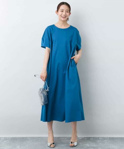 MK MICHEL KLEIN / エムケーミッシェルクラン ロング・マキシ丈ワンピース | ランタンスリーブ切替えワンピース/接触冷感/洗える | 詳細4