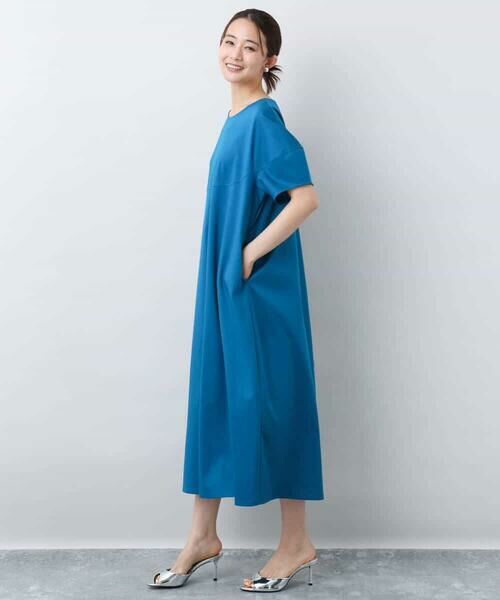 MK MICHEL KLEIN / エムケーミッシェルクラン ロング・マキシ丈ワンピース | ランタンスリーブ切替えワンピース/接触冷感/洗える | 詳細5