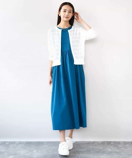 MK MICHEL KLEIN / エムケーミッシェルクラン ロング・マキシ丈ワンピース | ウエスト切り替えノースリーブワンピース/接触冷感/洗える | 詳細13