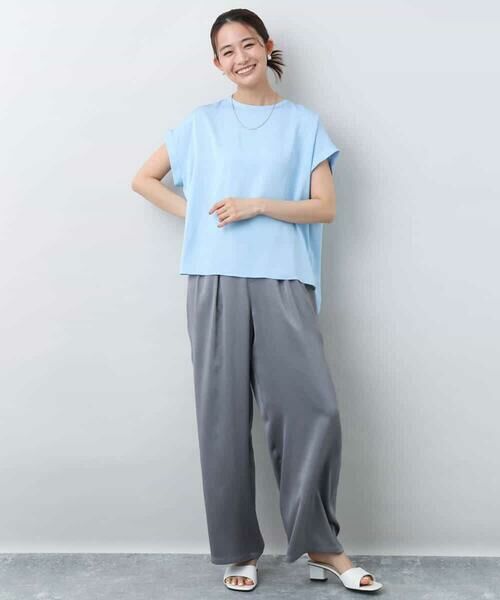 MK MICHEL KLEIN / エムケーミッシェルクラン シャツ・ブラウス | マットサテンTブラウス/接触冷感/洗える | 詳細10