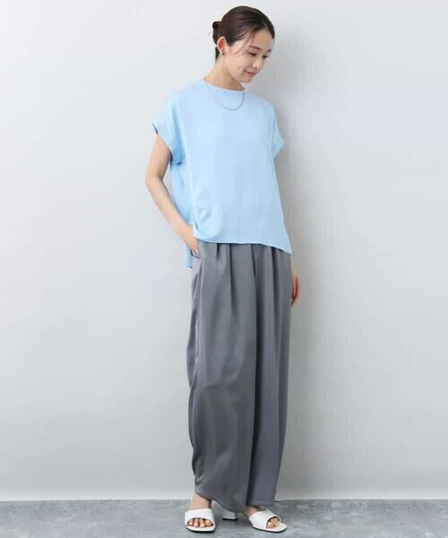 MK MICHEL KLEIN / エムケーミッシェルクラン シャツ・ブラウス | マットサテンTブラウス/接触冷感/洗える | 詳細11