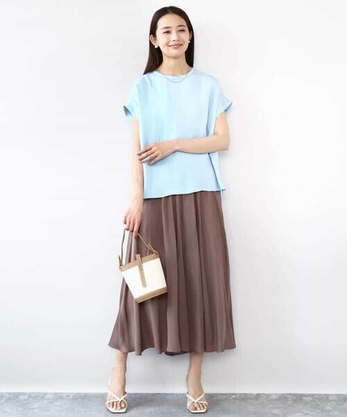 MK MICHEL KLEIN / エムケーミッシェルクラン シャツ・ブラウス | マットサテンTブラウス/接触冷感/洗える | 詳細12