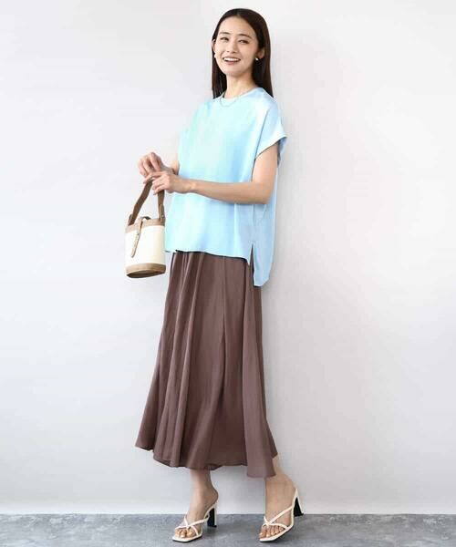 MK MICHEL KLEIN / エムケーミッシェルクラン シャツ・ブラウス | マットサテンTブラウス/接触冷感/洗える | 詳細13