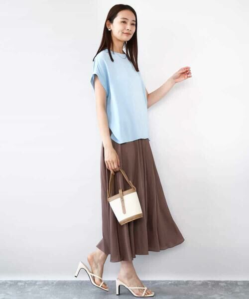 MK MICHEL KLEIN / エムケーミッシェルクラン シャツ・ブラウス | マットサテンTブラウス/接触冷感/洗える | 詳細14