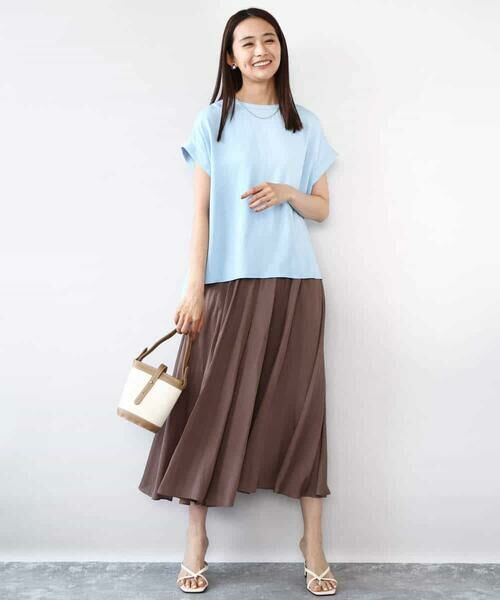 MK MICHEL KLEIN / エムケーミッシェルクラン シャツ・ブラウス | マットサテンTブラウス/接触冷感/洗える | 詳細15