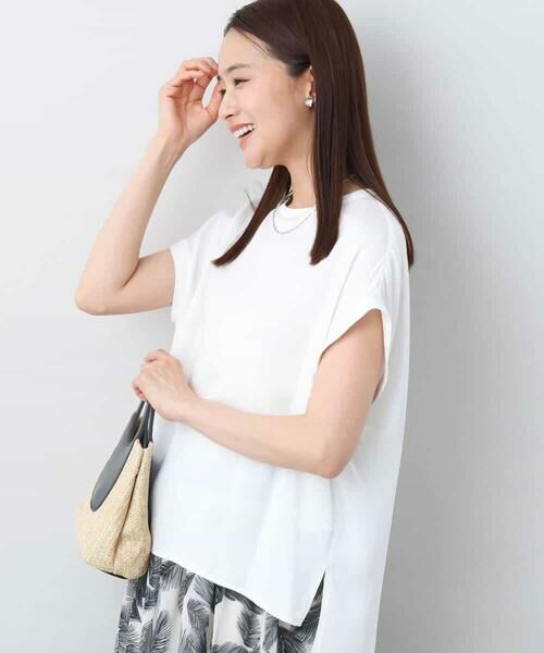 MK MICHEL KLEIN / エムケーミッシェルクラン シャツ・ブラウス | マットサテンTブラウス/接触冷感/洗える | 詳細5