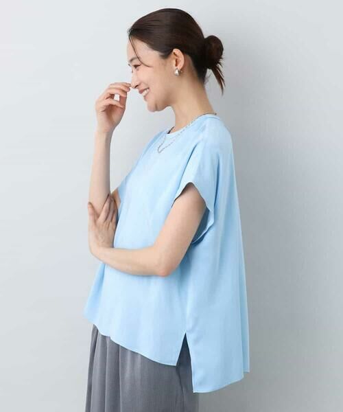 MK MICHEL KLEIN / エムケーミッシェルクラン シャツ・ブラウス | マットサテンTブラウス/接触冷感/洗える | 詳細8