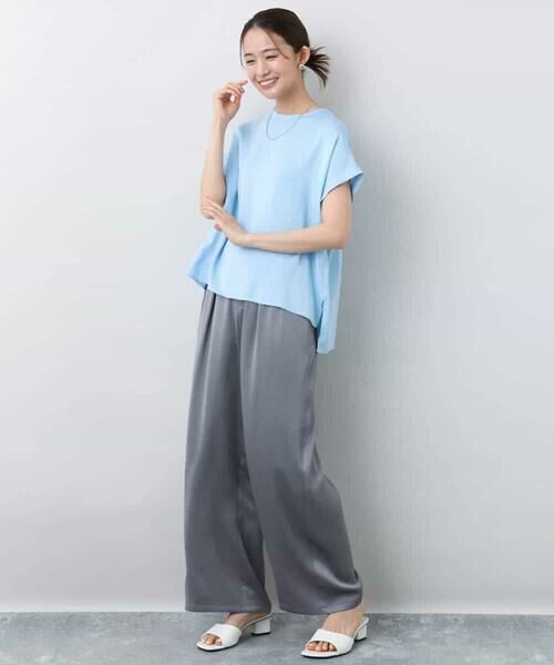 MK MICHEL KLEIN / エムケーミッシェルクラン シャツ・ブラウス | マットサテンTブラウス/接触冷感/洗える | 詳細9