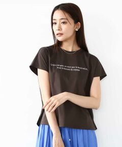 MK MICHEL KLEIN / エムケーミッシェルクラン カットソー | フレンチスリーブロゴTシャツ/接触冷感/洗える