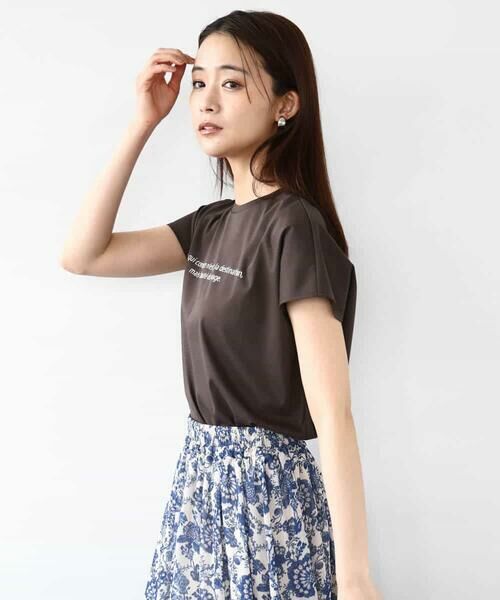 MK MICHEL KLEIN / エムケーミッシェルクラン カットソー | フレンチスリーブロゴTシャツ/接触冷感/洗える | 詳細1