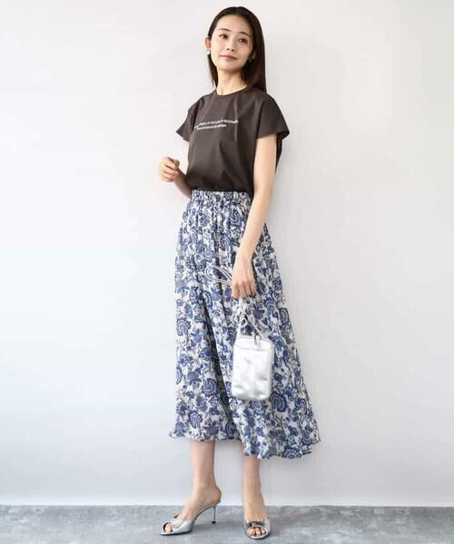 MK MICHEL KLEIN / エムケーミッシェルクラン カットソー | フレンチスリーブロゴTシャツ/接触冷感/洗える | 詳細2