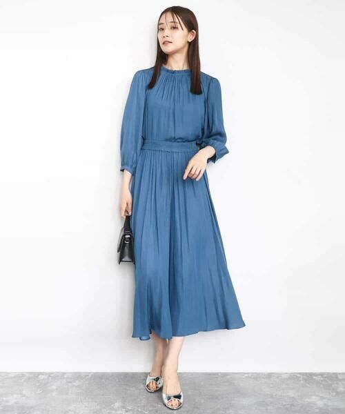 MK MICHEL KLEIN / エムケーミッシェルクラン シャツ・ブラウス | フリルギャザーネックサテンブラウス/接触冷感/洗える | 詳細14