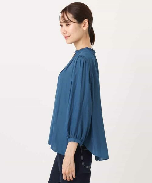 MK MICHEL KLEIN / エムケーミッシェルクラン シャツ・ブラウス | フリルギャザーネックサテンブラウス/接触冷感/洗える | 詳細17