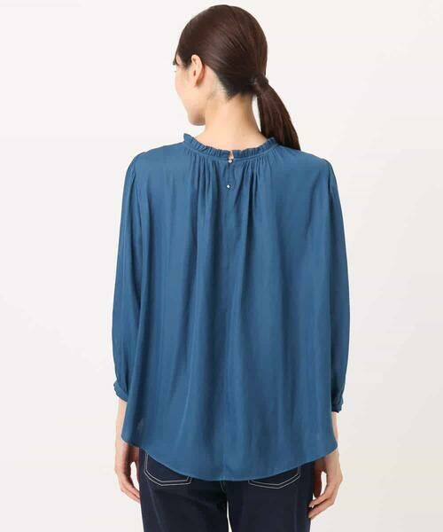 MK MICHEL KLEIN / エムケーミッシェルクラン シャツ・ブラウス | フリルギャザーネックサテンブラウス/接触冷感/洗える | 詳細18