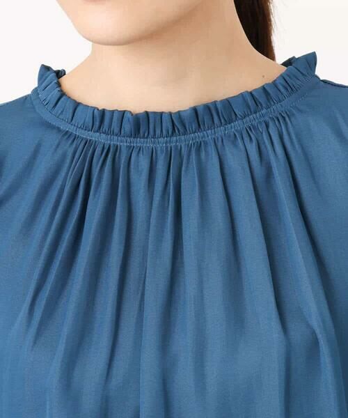 MK MICHEL KLEIN / エムケーミッシェルクラン シャツ・ブラウス | フリルギャザーネックサテンブラウス/接触冷感/洗える | 詳細19